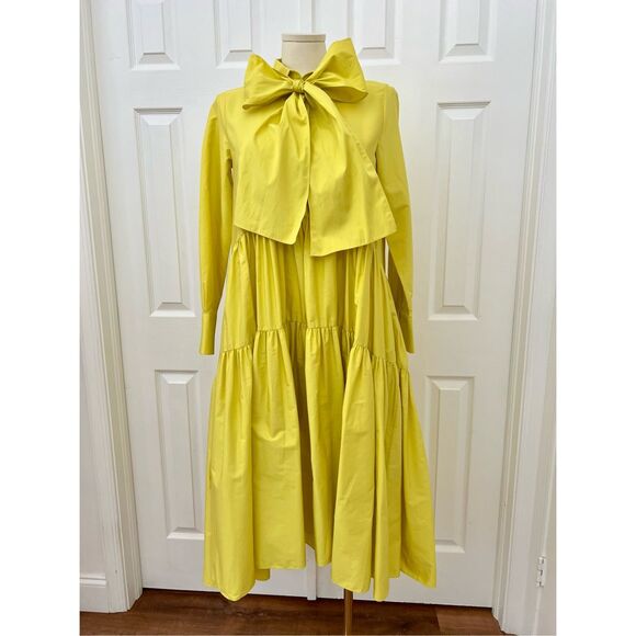 Carolina Herrera Dresses & Skirts - Carolina Herrera Yellow Ruffled Button Front Shirt Dress Medium